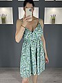 Γυναικείο mini φόρεμα floral με ραντάκι τύπου κρουαζέ με μικρό ανθάκι | Γαλάζιο