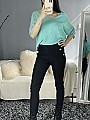 Γυναικείο παντελόνι ελαστικό με διακοσμητικά κουμπιά | Μαύρο