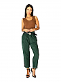 Γυναικείο παντελόνι κοτλέ τύπου buggy με λάστιχο στη μέση | Πράσινο