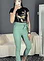 Γυναικείο παντελόνι ψηλόμεσο ελαστικό με ζώνη του ίδιου υφάσματος | Βεραμάν