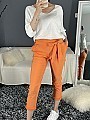 Γυναικείο παντελόνι ψηλόμεσο ελαστικό με ζώνη του ίδιου υφάσματος | Πορτοκαλί