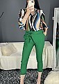 Γυναικείο παντελόνι ψηλόμεσο ελαστικό με ζώνη του ίδιου υφάσματος | Πράσινο Σκούρο