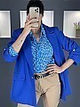 Γυναικείο σακάκι oversize με κουμπί στον αγκώνα | Μπλε