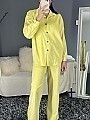 Γυναικείο σετ πουκαμίσα παντελονα κοτλέ | Κίτρινο
