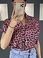 Μπλούζα σε στυλ πουκαμίσας animal print με κοντό μανίκι | Ροζ