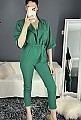 Γυναικεία ολόσωμη φόρμα τύπου κρουαζέ με γιακά | Πράσινο