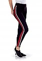 Γυναικείο αθλητικό κολάν push up με λευκή-κόκκινη ρίγα στο πλάι τέλεια εφαρμογή | Μαύρο