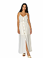 Γυναικείο φόρεμα maxi μονόχρωμο με διακοσμητικά κουμπιά έχει ράντες που αυξομειώνονται και λάστιχο στη μέση | Λευκό