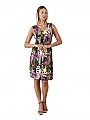 Γυναικείο φόρεμα midi floral με λάστιχο στη μέση τύπου κρουαζέ | Φούξια