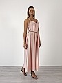 Γυναικείο maxi φόρεμα σατέν με τιράντα | Ροζ