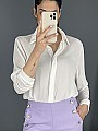 Γυναικείο πουκάμισο μονόχρωμο κλείνει με κουμπιά | Λευκό