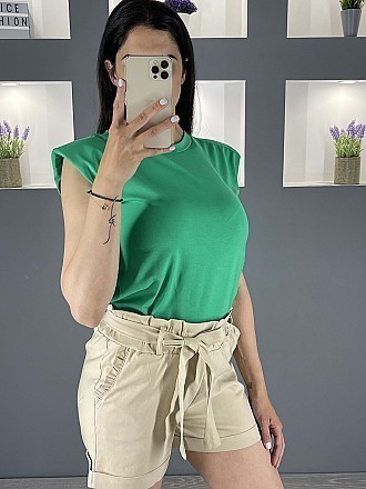 Γυναικεία μπλούζα αμάνικη με βάτες στους ώμους | Πράσινο