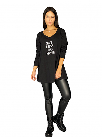 Γυναικεία μπλούζα με στάμπα μακρύ μανίκι | Μαύρο