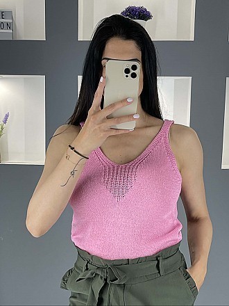 Γυναικεία μπλούζα πλεκτή με ραντάκι | Ροζ