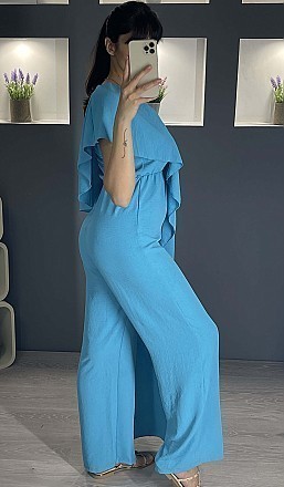 Γυναικεία ολόσωμη φόρμα με έναν ώμο | Γαλάζιο