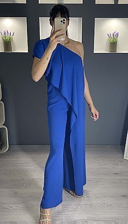Γυναικεία ολόσωμη φόρμα με έναν ώμο | Μπλε ρουά