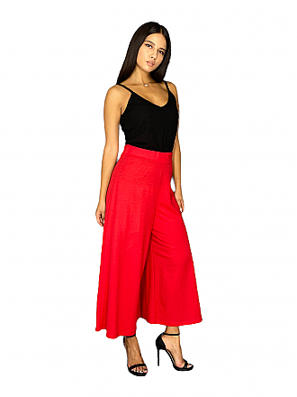 Γυναικεία παντελόνα με λάστιχο στη μέση | Κόκκινο