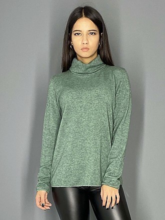 Γυναικεία πλεκτή μπλούζα ζιβάγκο | Πράσινο
