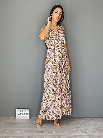 Γυναικείο φόρεμα maxi φλοράλ κρουαζέ | Ροζ