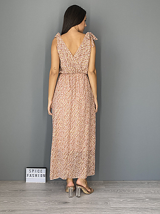 Γυναικείο φόρεμα maxi κρουαζέ με μικρά ανθάκια και χρυσές λεπτομέρειες | Σάπιο μήλο