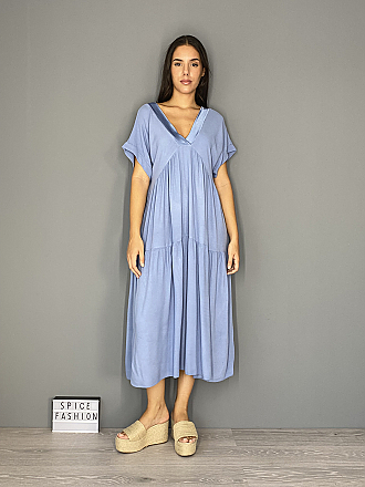 Γυναικείο φόρεμα maxi oversize με Ve λαιμόκοψη | Ραφ