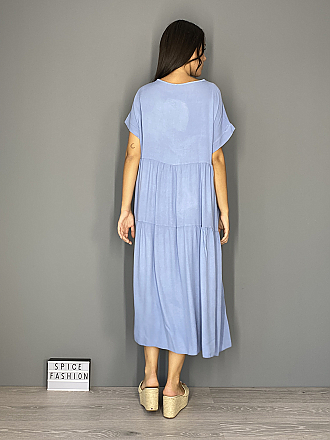 Γυναικείο φόρεμα maxi oversize με Ve λαιμόκοψη | Ραφ