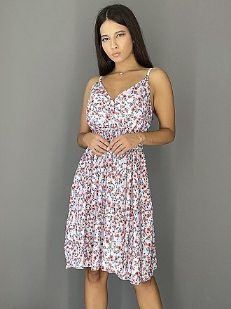Γυναικείο mini φόρεμα floral κρουαζέ | Γαλάζιο