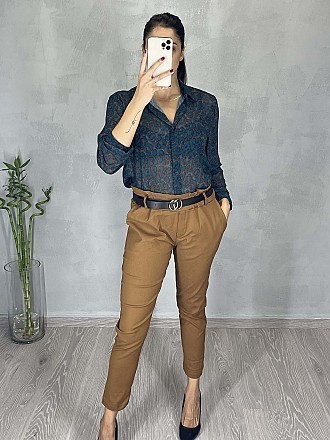 Γυναικείο παντελόνι ελαστικό με λάστιχο και ζώνη στην μέση | Ταμπά