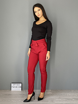 Γυναικείο παντελόνι ψηλόμεσο με λάστιχο | Κόκκινο