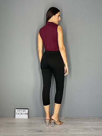 Γυναικείο παντελόνι σε άνετη γραμμή με λάστιχο στη μέση | Μαύρο