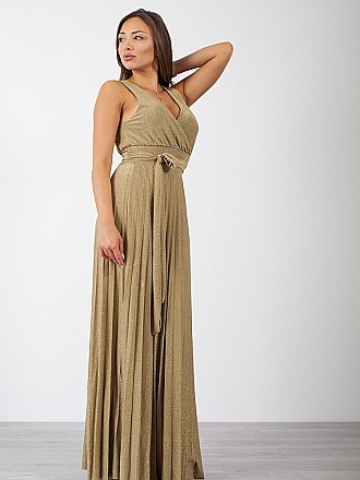 Φόρεμα maxi lurex τύπου κρουαζέ | Χρυσό [-20%] - πλαϊνή όψη