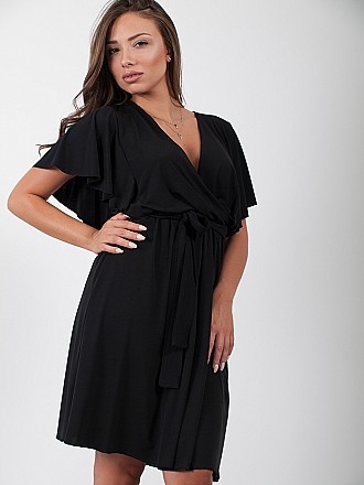 Φόρεμα mini με ζωνάκι | Μαύρο [-8%] - πλαϊνή όψη