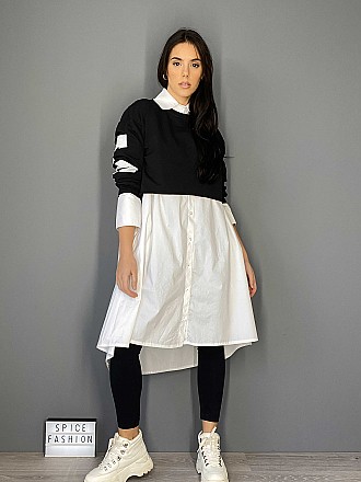 Γυναικεία μπλούζα crop top φούτερ με στάμπα | Μαύρο