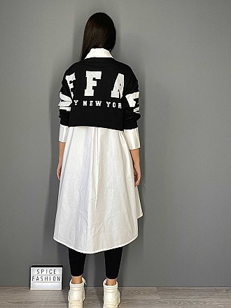 Γυναικεία μπλούζα crop top φούτερ με στάμπα | Μαύρο