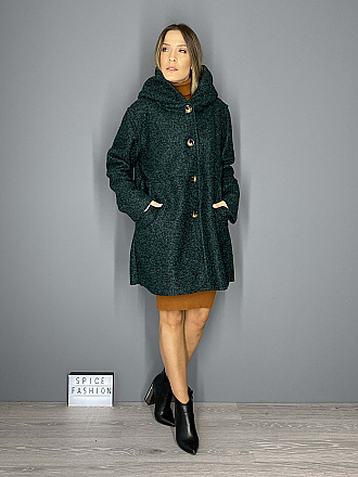 Γυναικεία μπουκλέ ζακέτα μελανζέ τύπου παλτό | Πράσινο