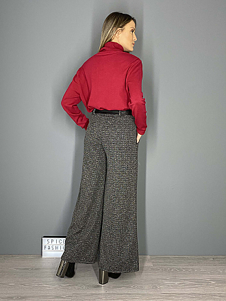 Γυναικεία πλεκτή μπλούζα ζιβάγκο σε άνετη γραμμή | Μπορντό