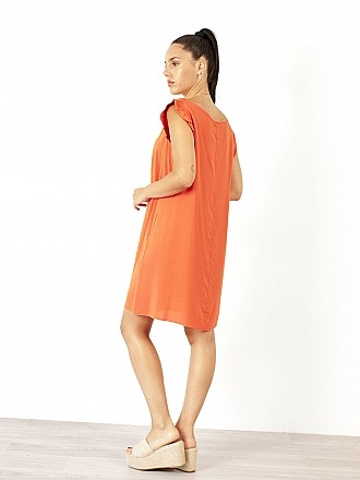 Γυναικείο αμάνικο φόρεμα mini με κολιέ | Πορτοκαλί