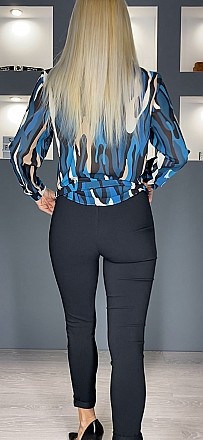 Γυναικείο παντελόνι ψηλόμεσο ελαστικό με δερματίνη ζώνη | Μαύρο