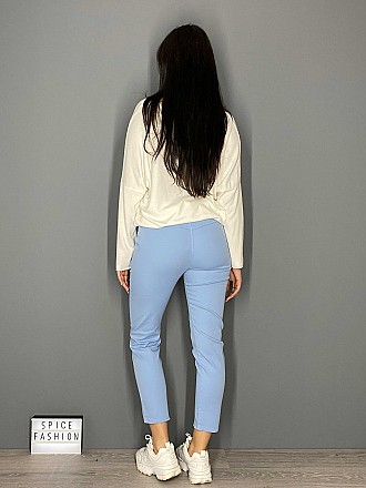 Γυναικείο παντελόνι σε άνετη γραμμή με λάστιχο στη μέση | Γαλάζιο