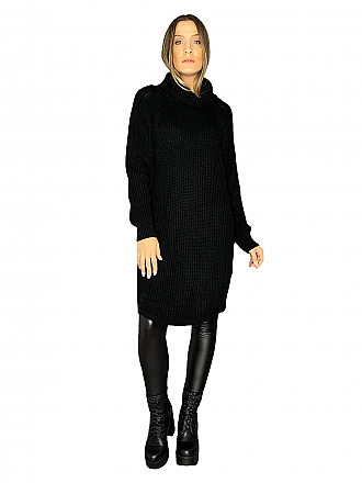 Γυναικείο πλεκτό μπλουζοφόρεμα ζιβάγκο σε άνετη γραμμή | Μαύρο