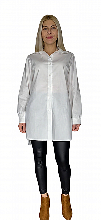 Γυναικείο πουκάμισο με γιακά κλείνει με κουμπιά μπροστά | Λευκό