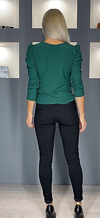 Γυναικείο ψηλόμεσο παντελόνι κολάν με διακοσμητικά κουμπιά | Μαύρο