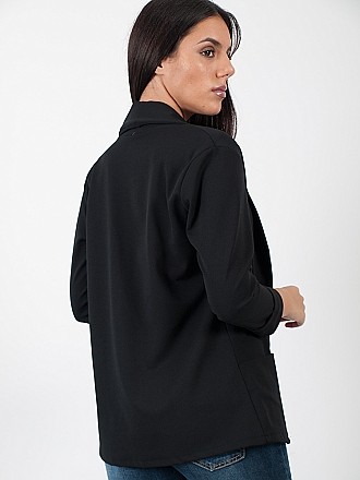 Γυναικείο σακάκι μεσάτο με τρουακάρ μανίκι | Μαύρο - πίσω όψη