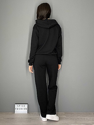 Γυναικείο σετ φόρμας βαμβακερό | Μαύρο