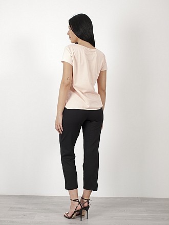 Γυναικείο υφασμάτινο παντελόνι all seasons με λάστιχο στη μέση και τσέπες στα πλαϊνά | Μαύρο