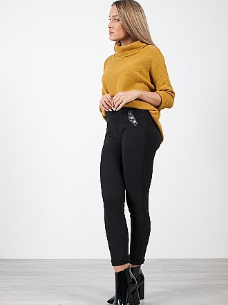 Γυναικείο υφασμάτινο παντελόνι με τσέπες│Μαύρο