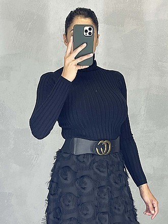 Γυναικεία μπλούζα ριπ ζιβάγκο | Μαύρο