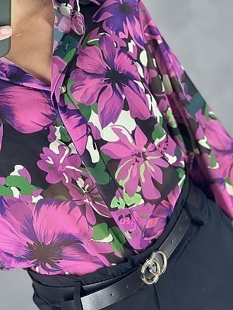 Γυναικείο πουκάμισο floral κλείνει με κουμπιά | Ματζέντα