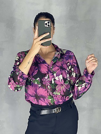 Γυναικείο πουκάμισο floral κλείνει με κουμπιά | Ματζέντα