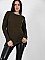 Γυναικεία μπλούζα πλεκτή με στρογγυλή λαιμόκοψη και σχέδιο πλέξης μπροστά│Χακί